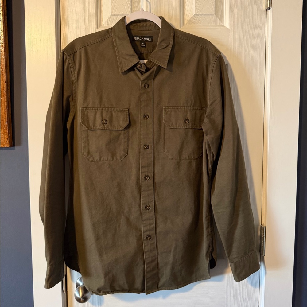 J. Crew men’s olive button up work shirt